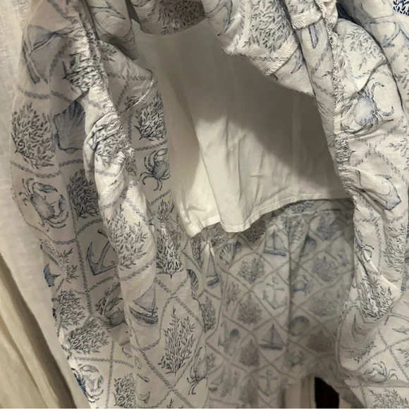 KJP Kiel James Patrick Sea Garden Maxi Dress Sz 8 blue white linen nautical sea - Picture 13 of 15